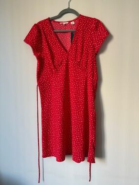 Levi's Red Polka Dot Mini Wrap Dress